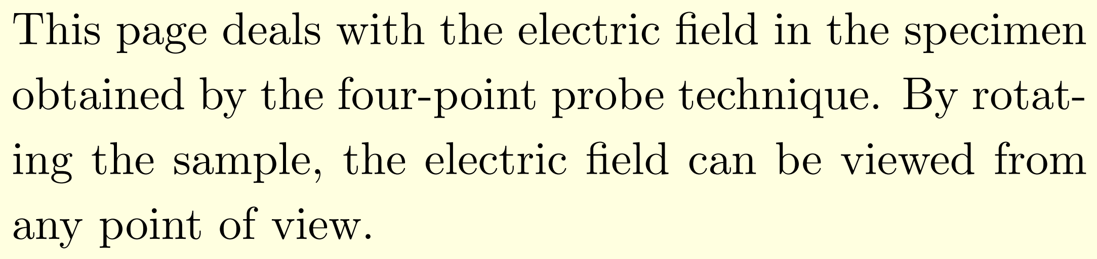 electric field in the specimen