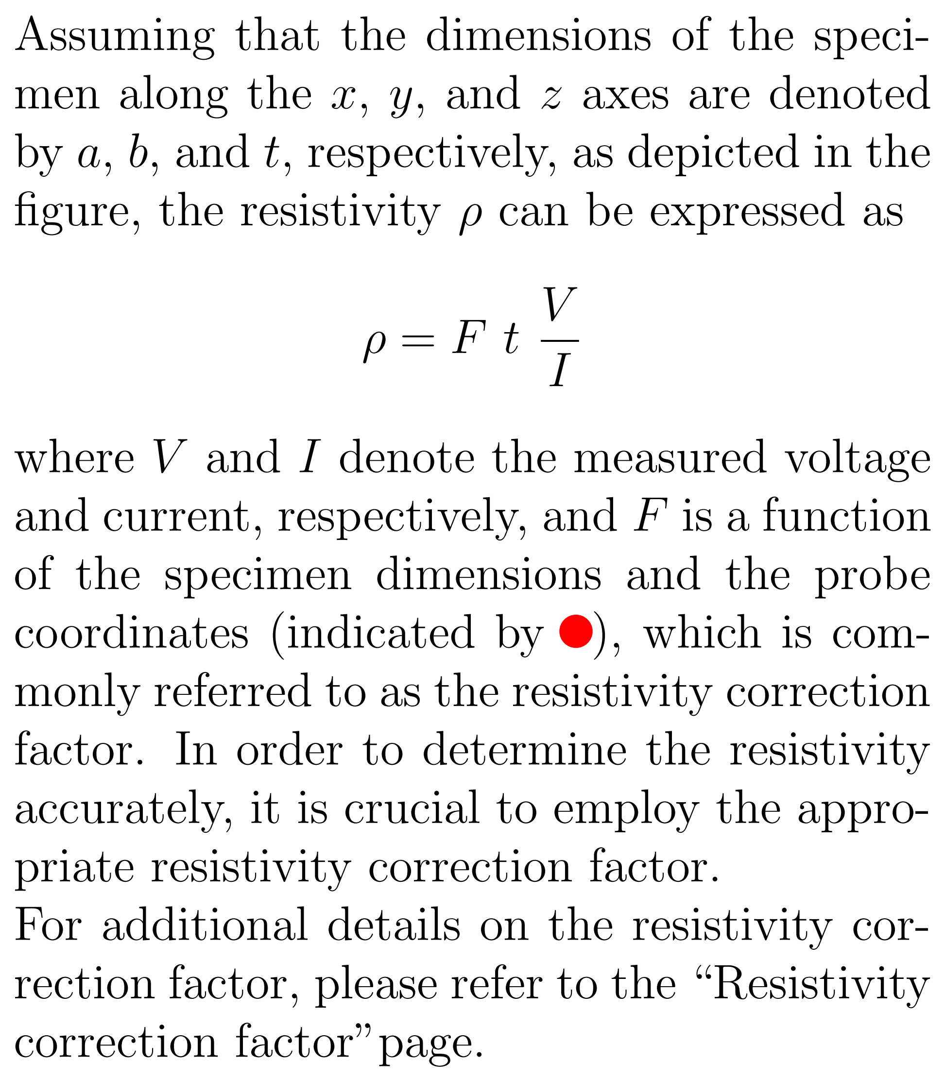 Caption of the resistivity equation